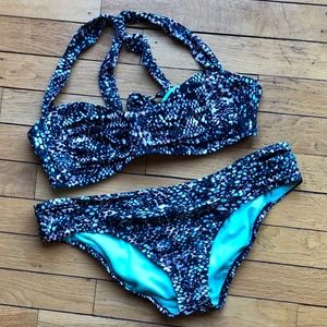 Athleta Green/Black Bikini, M/L
